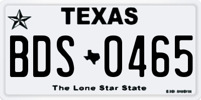 TX license plate BDS0465