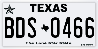 TX license plate BDS0466