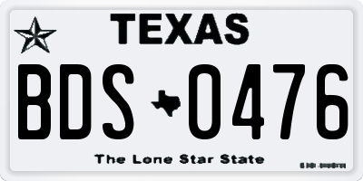 TX license plate BDS0476