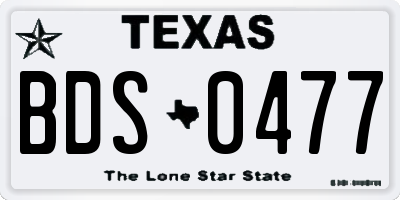 TX license plate BDS0477