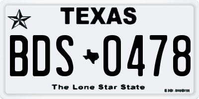 TX license plate BDS0478