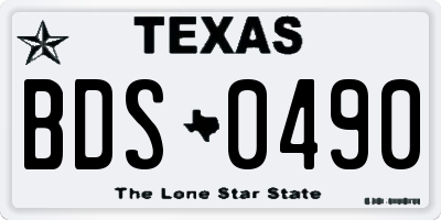 TX license plate BDS0490