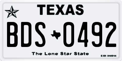 TX license plate BDS0492