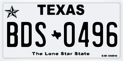 TX license plate BDS0496