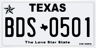 TX license plate BDS0501