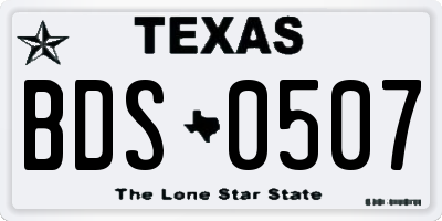 TX license plate BDS0507
