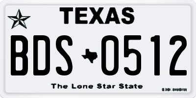 TX license plate BDS0512