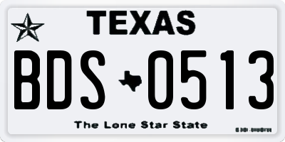 TX license plate BDS0513
