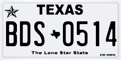 TX license plate BDS0514
