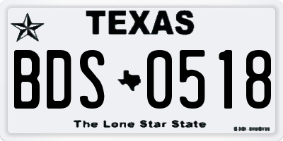 TX license plate BDS0518