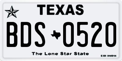 TX license plate BDS0520