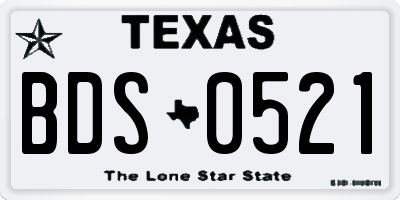 TX license plate BDS0521