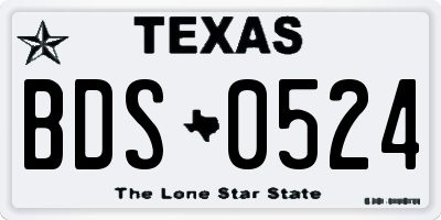 TX license plate BDS0524