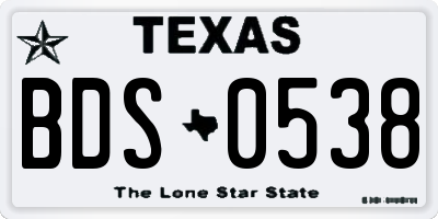 TX license plate BDS0538