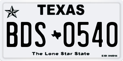 TX license plate BDS0540