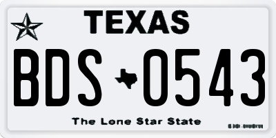 TX license plate BDS0543