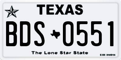 TX license plate BDS0551