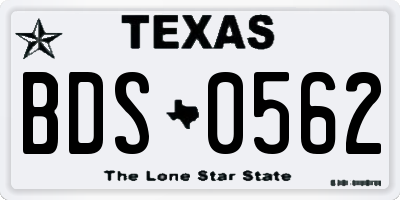 TX license plate BDS0562