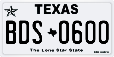 TX license plate BDS0600