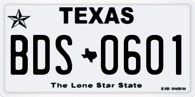 TX license plate BDS0601