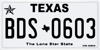 TX license plate BDS0603