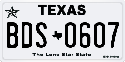 TX license plate BDS0607