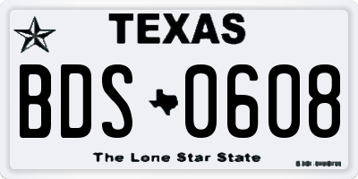 TX license plate BDS0608