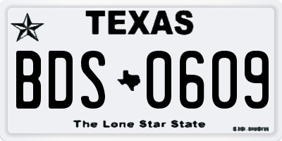 TX license plate BDS0609