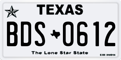 TX license plate BDS0612