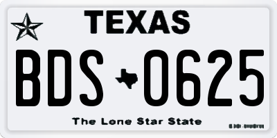 TX license plate BDS0625