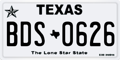 TX license plate BDS0626