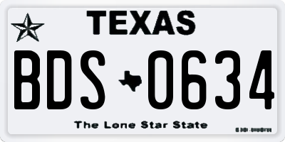 TX license plate BDS0634