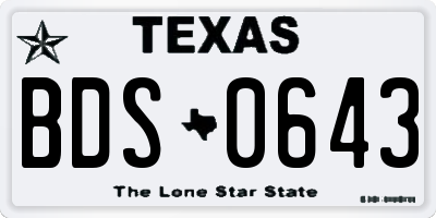 TX license plate BDS0643