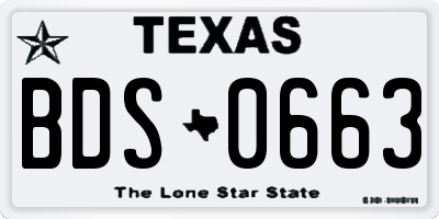 TX license plate BDS0663