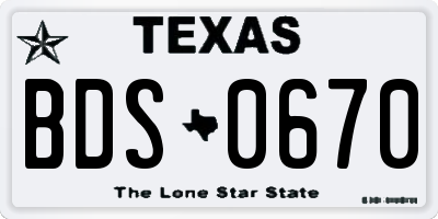 TX license plate BDS0670