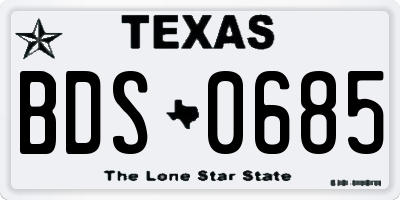 TX license plate BDS0685