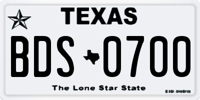 TX license plate BDS0700
