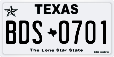 TX license plate BDS0701