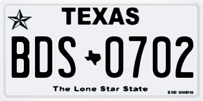 TX license plate BDS0702