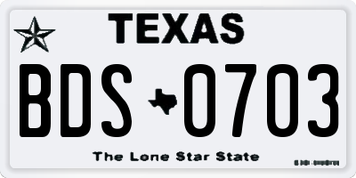 TX license plate BDS0703