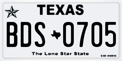 TX license plate BDS0705
