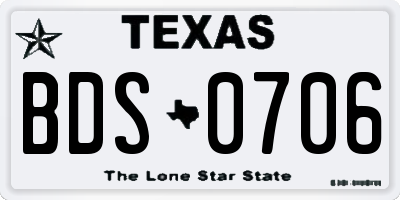 TX license plate BDS0706
