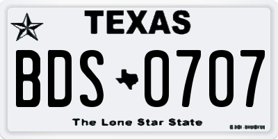 TX license plate BDS0707