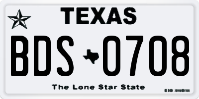 TX license plate BDS0708