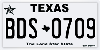 TX license plate BDS0709