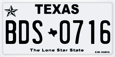 TX license plate BDS0716