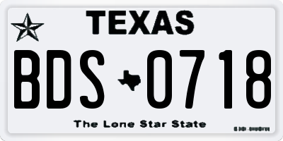 TX license plate BDS0718