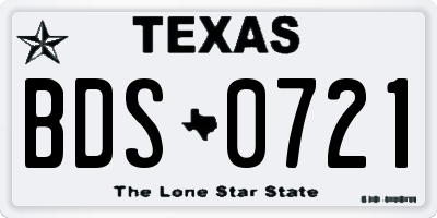 TX license plate BDS0721