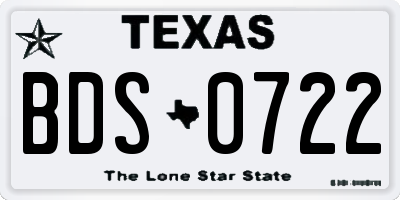 TX license plate BDS0722