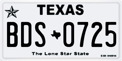 TX license plate BDS0725
